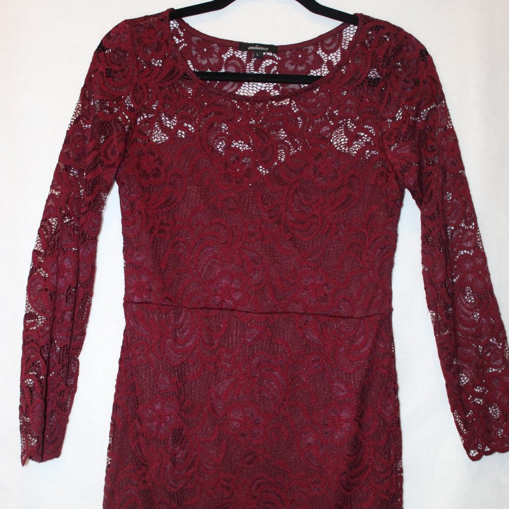 Junior's Lace Maroon Dress